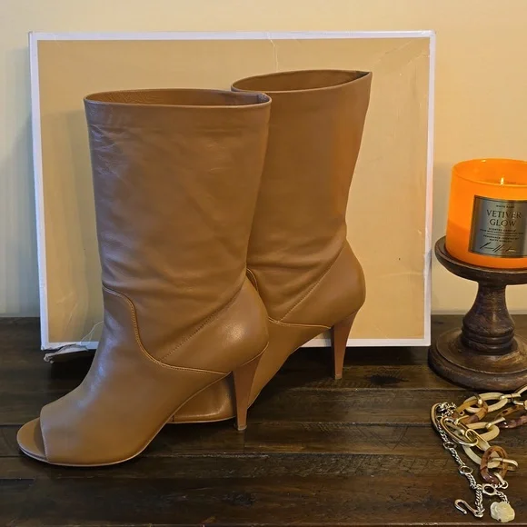 Michael Kors Elaine Open Toe Leather Booties - Picture 4 of 9